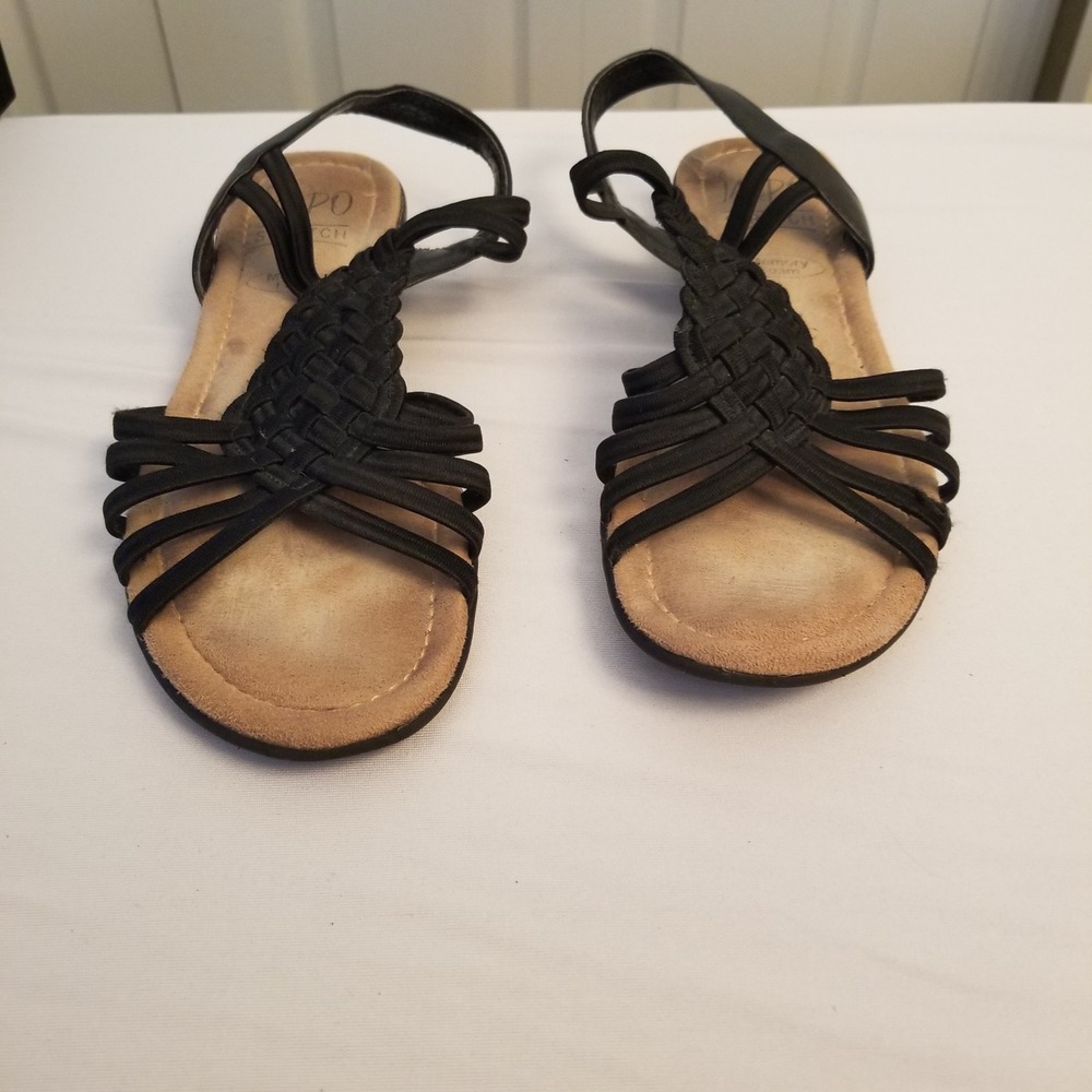 Impo Stretch Womens Black Braided Multi Strap Memory Foam Slingback Sandals 7M